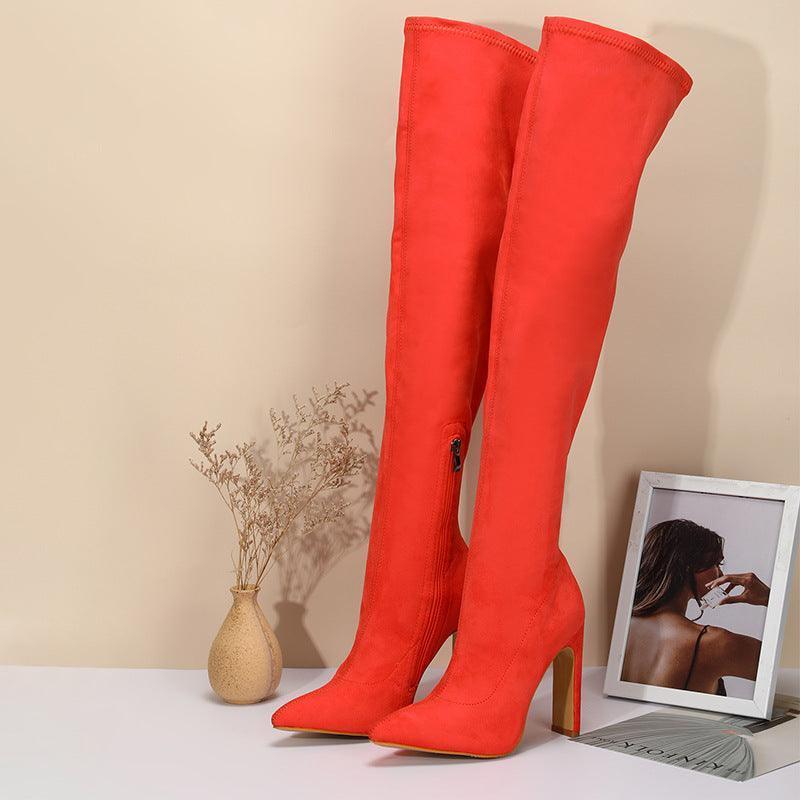 Women's Thick-heeled Inner Zipper Colored Boots - HEPSIBAH SHOP