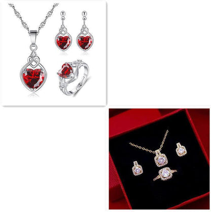 Fashion Jewelry Set Zircon Gem Pendant Chain Choker, Necklace ,Studs - HEPSIBAH SHOP