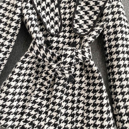 Ladies Temperament Houndstooth Fashion Tweed Jacket - HEPSIBAH SHOP