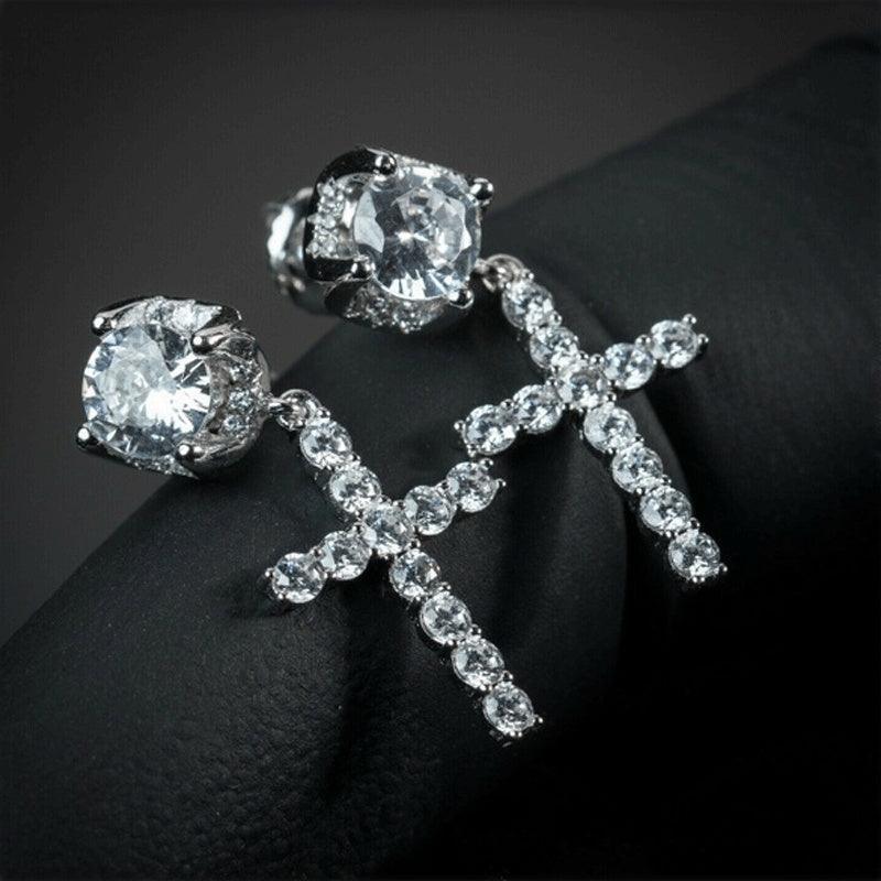 New Hot Sale Hip Hop Big Zircon Cross Stud Earrings - HEPSIBAH SHOP