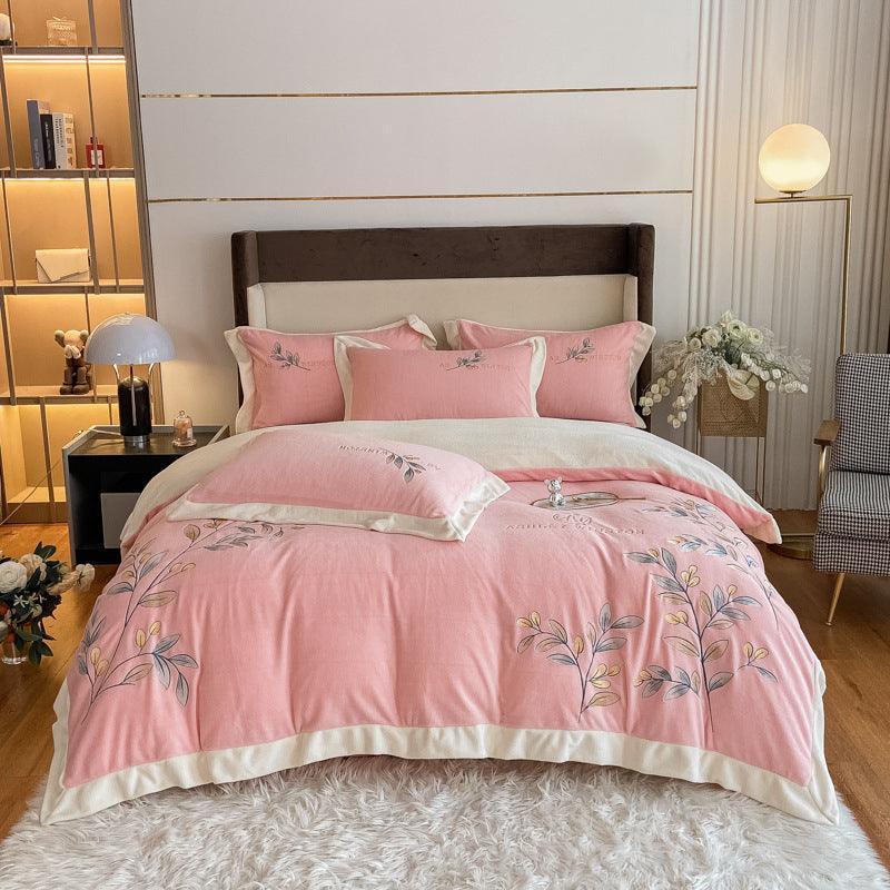 Four Sets Of Milk Velvet Embroidery Bedset - HEPSIBAH SHOP