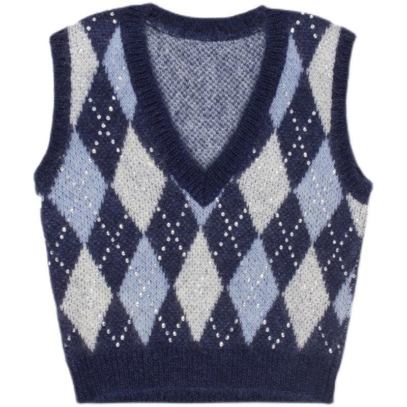 Women's Early Autumn Knitted Diamond Vest Shirt - HEPSIBAH SHOP