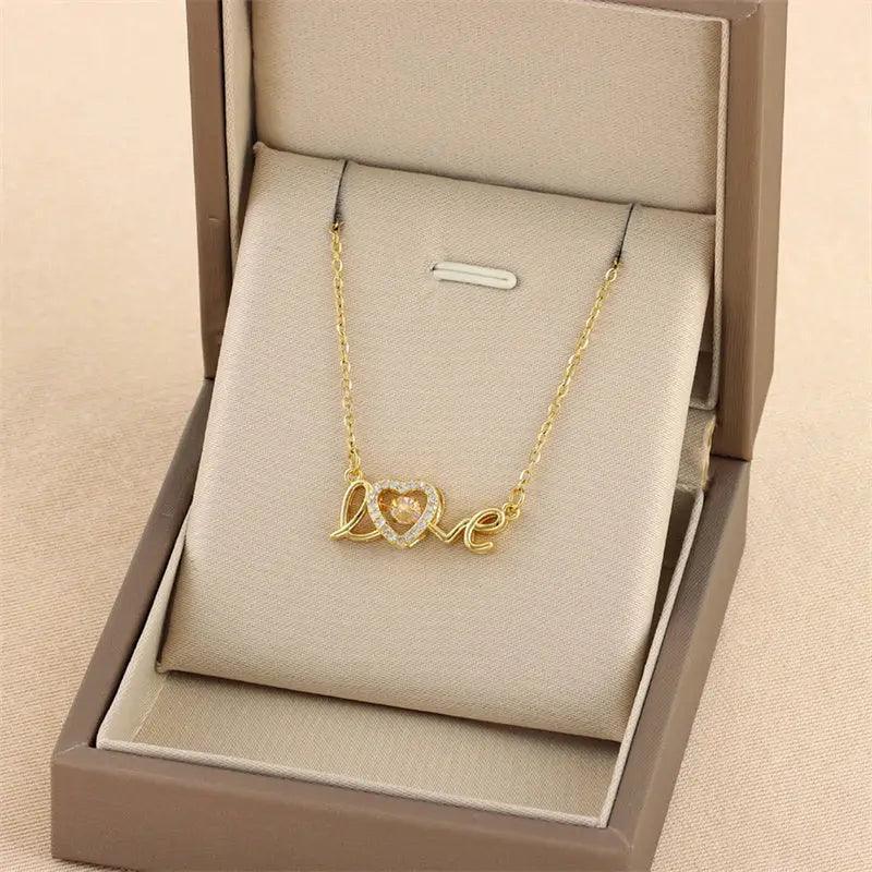 Valentines Day Gift New Titanium Steel Necklace Fashion New Love Smart Necklace Female Clavicle Chain Fashion Jewelry Woman - HEPSIBAH SHOP