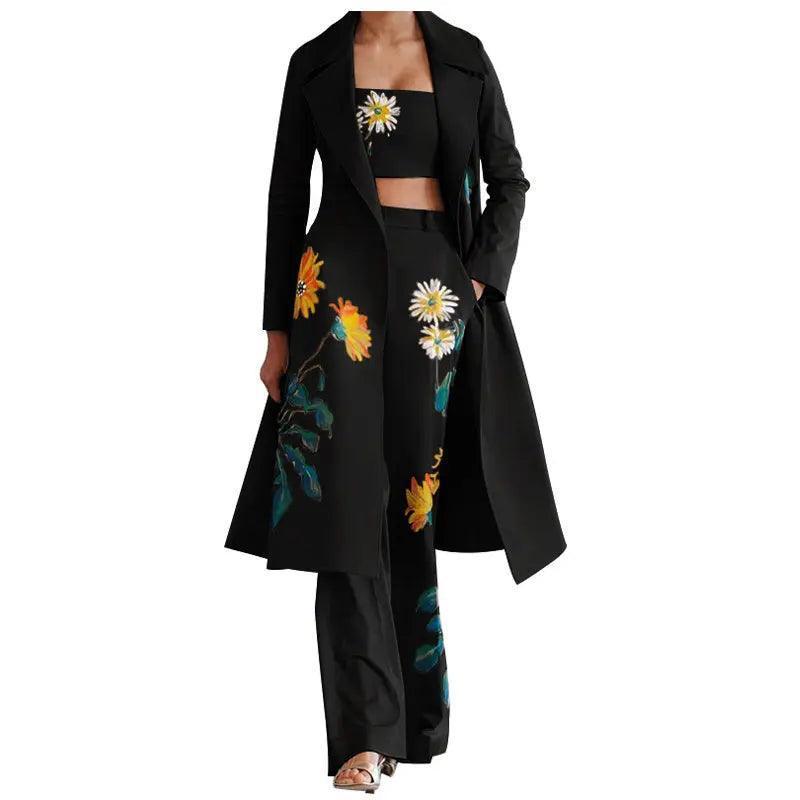 Women's Fashion Long Printed Jacket Set - HEPSIBAH SHOP