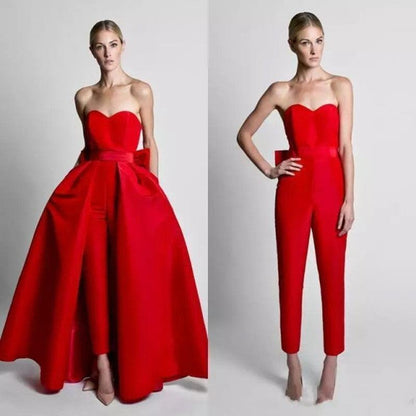 Red Jumpsuit Evening Dresses With - HEPSIBAH SHOP