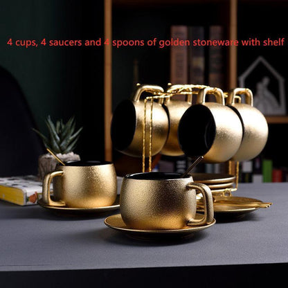 Golden coffee cup set - HEPSIBAH SHOP