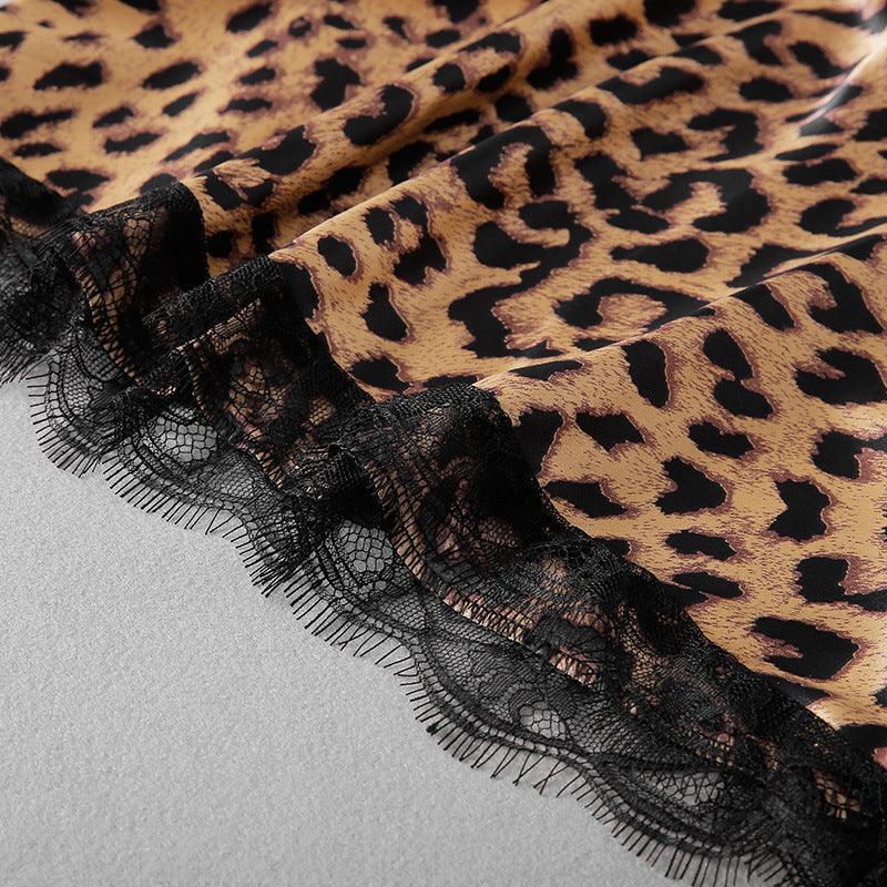 Ice Silk Leopard Print Pajamas Set - HEPSIBAH SHOP