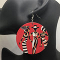 African pattern geometric round wooden earrings - HEPSIBAH SHOP