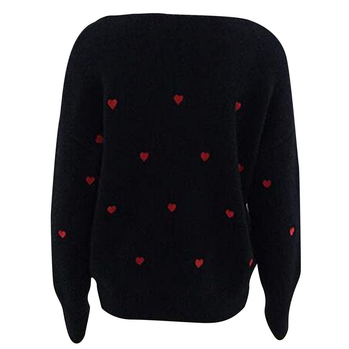 Heart Printed Pullovers Long Sleeve V Neck Sweater Tops - HEPSIBAH SHOP