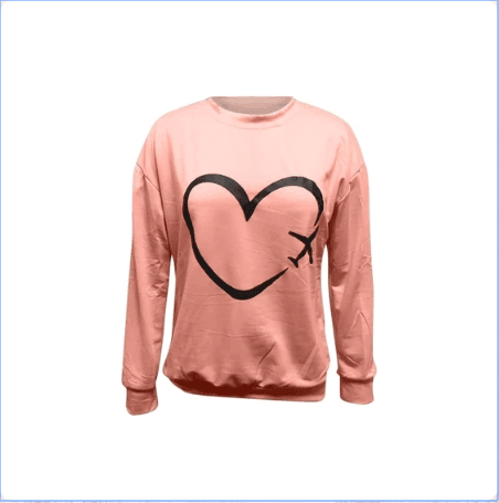 Autumn sweater heart-shaped printed women's top - HEPSIBAH SHOP