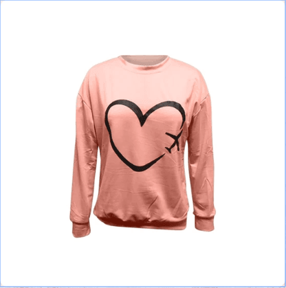 Autumn sweater heart-shaped printed women's top - HEPSIBAH SHOP