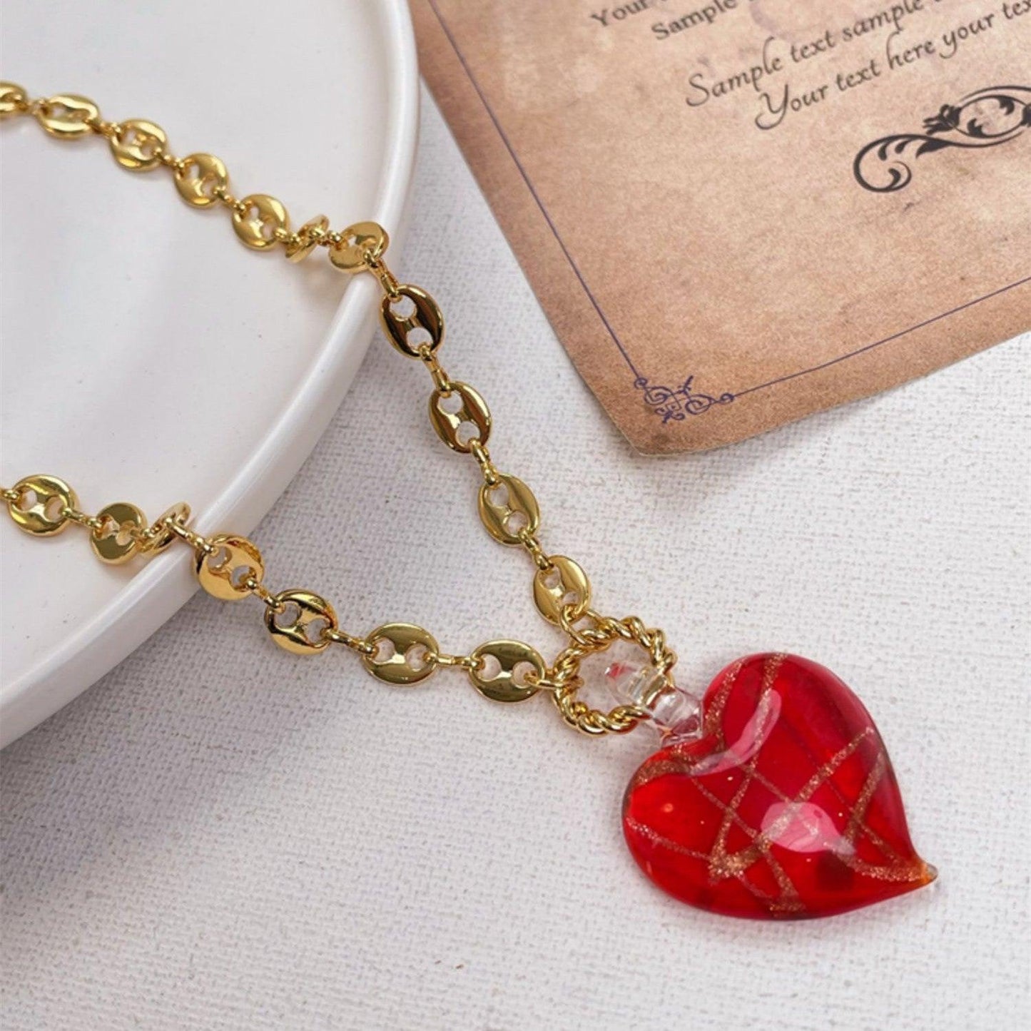 Women's Fashion Red Heart Necklace - HEPSIBAH SHOP