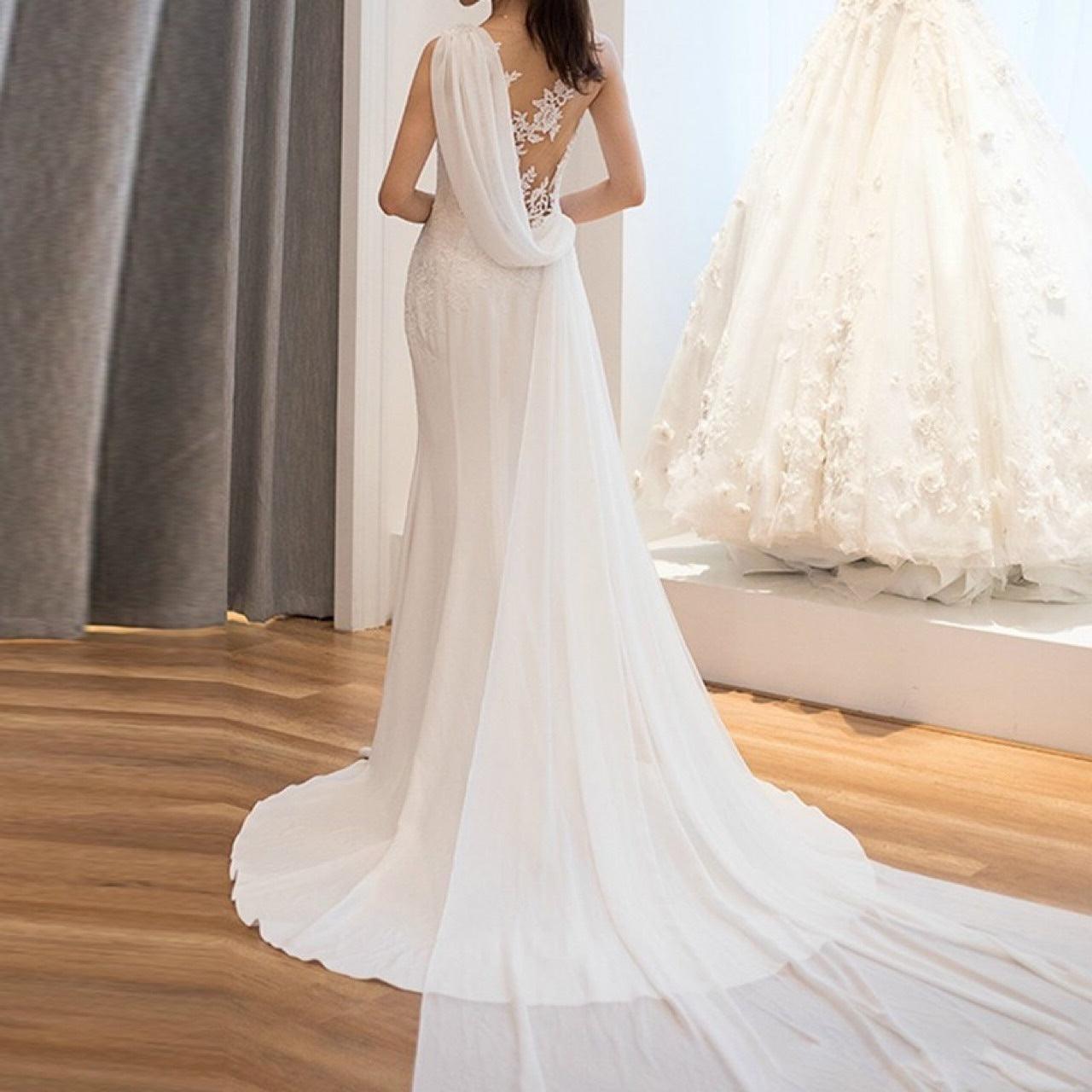 Mid-waist See-through Light Wedding Dress - HEPSIBAH SHOP