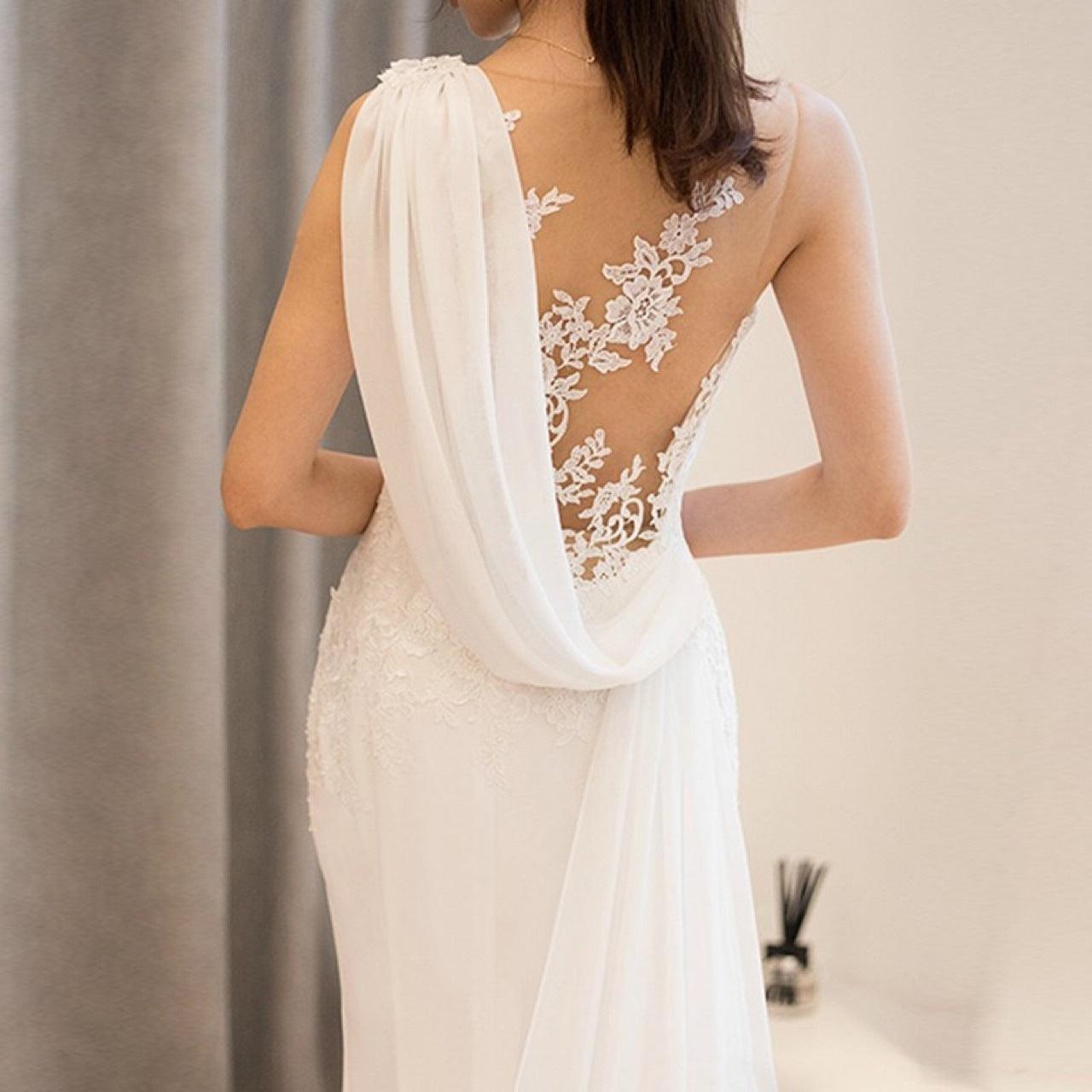 Mid-waist See-through Light Wedding Dress - HEPSIBAH SHOP