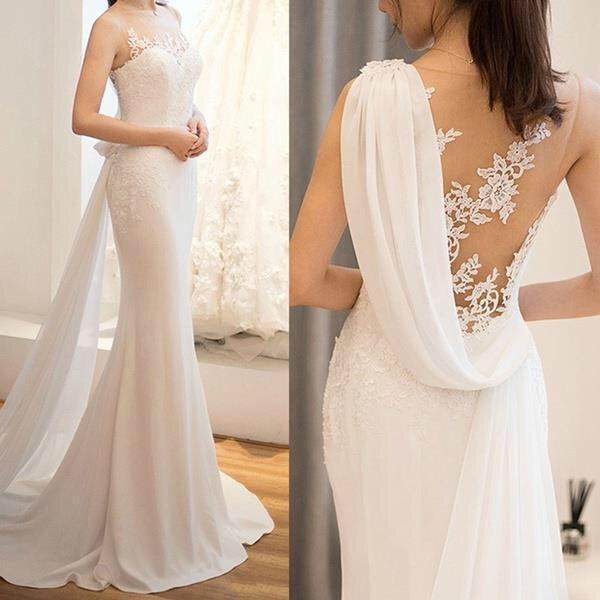 Mid-waist See-through Light Wedding Dress - HEPSIBAH SHOP