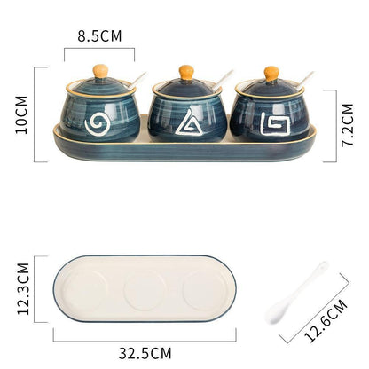 Household Kitchen Condiment Pot Ceramic Suit - HEPSIBAH SHOP