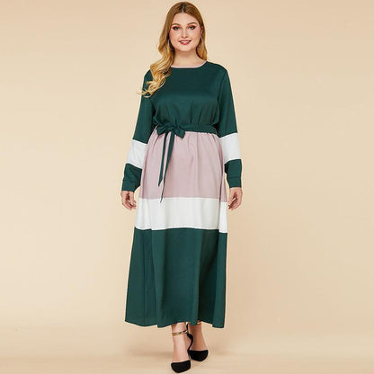 Plus Size Women's Color Matching Dresses - HEPSIBAH SHOP