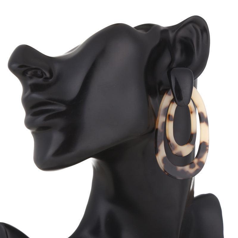 Leopard earrings acrylic acetate plate - HEPSIBAH SHOP