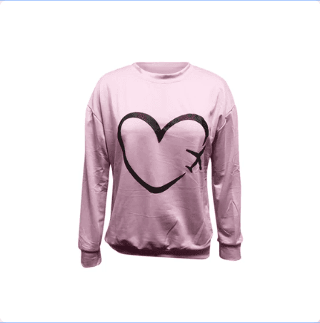 Autumn sweater heart-shaped printed women's top - HEPSIBAH SHOP