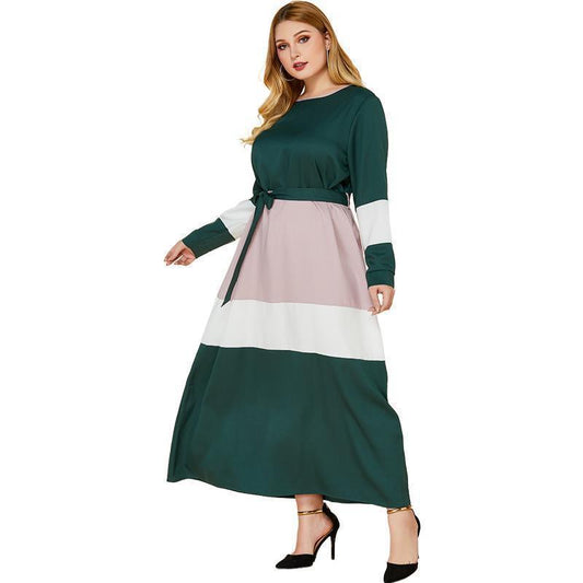 Plus Size Women's Color Matching Dresses - HEPSIBAH SHOP