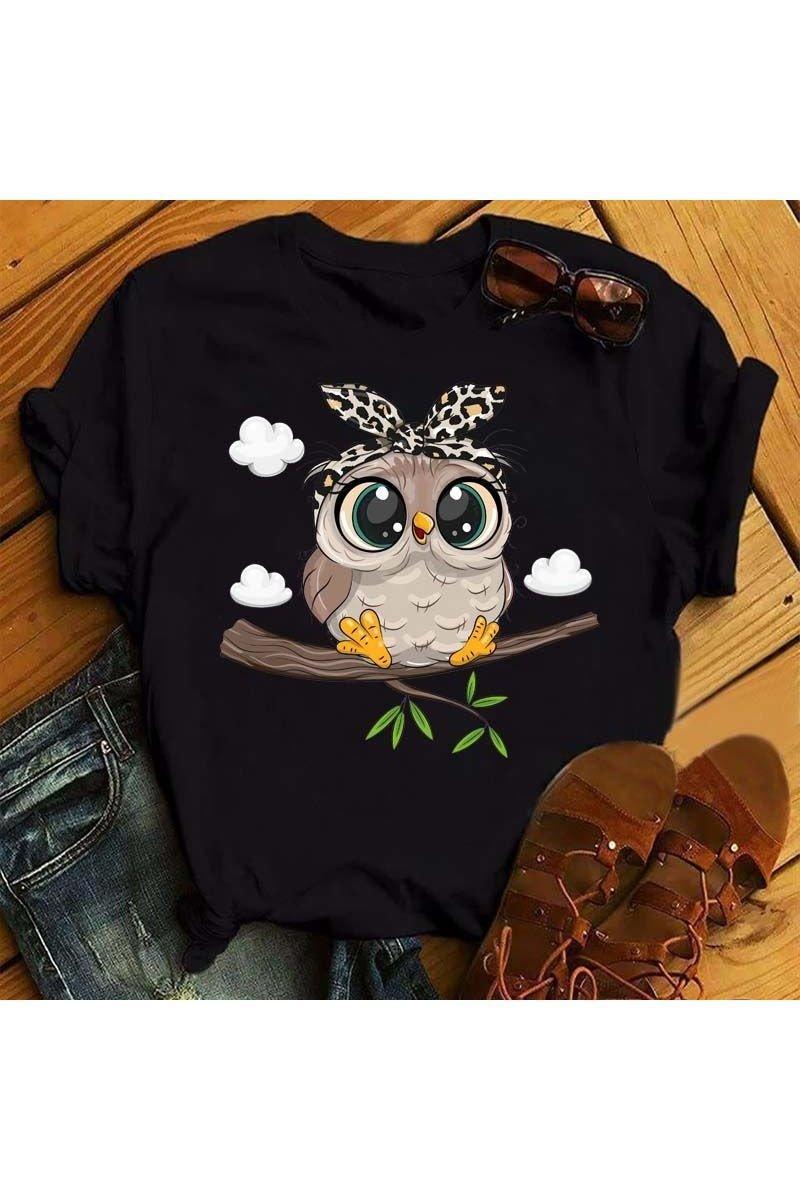 Owl Cute Cartoon Print Short Sleeve - HEPSIBAH SHOP