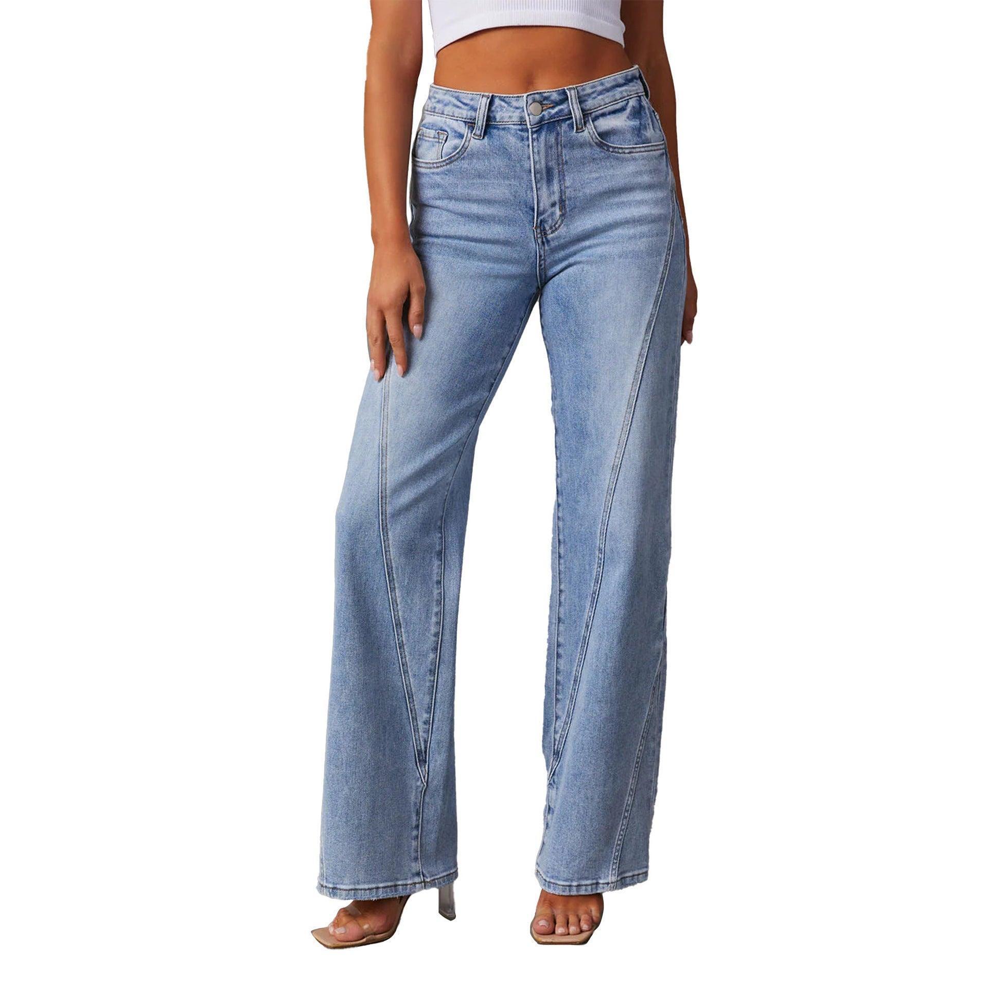 Casual Patchwork Women's Wide Leg Jeans - HEPSIBAH SHOP