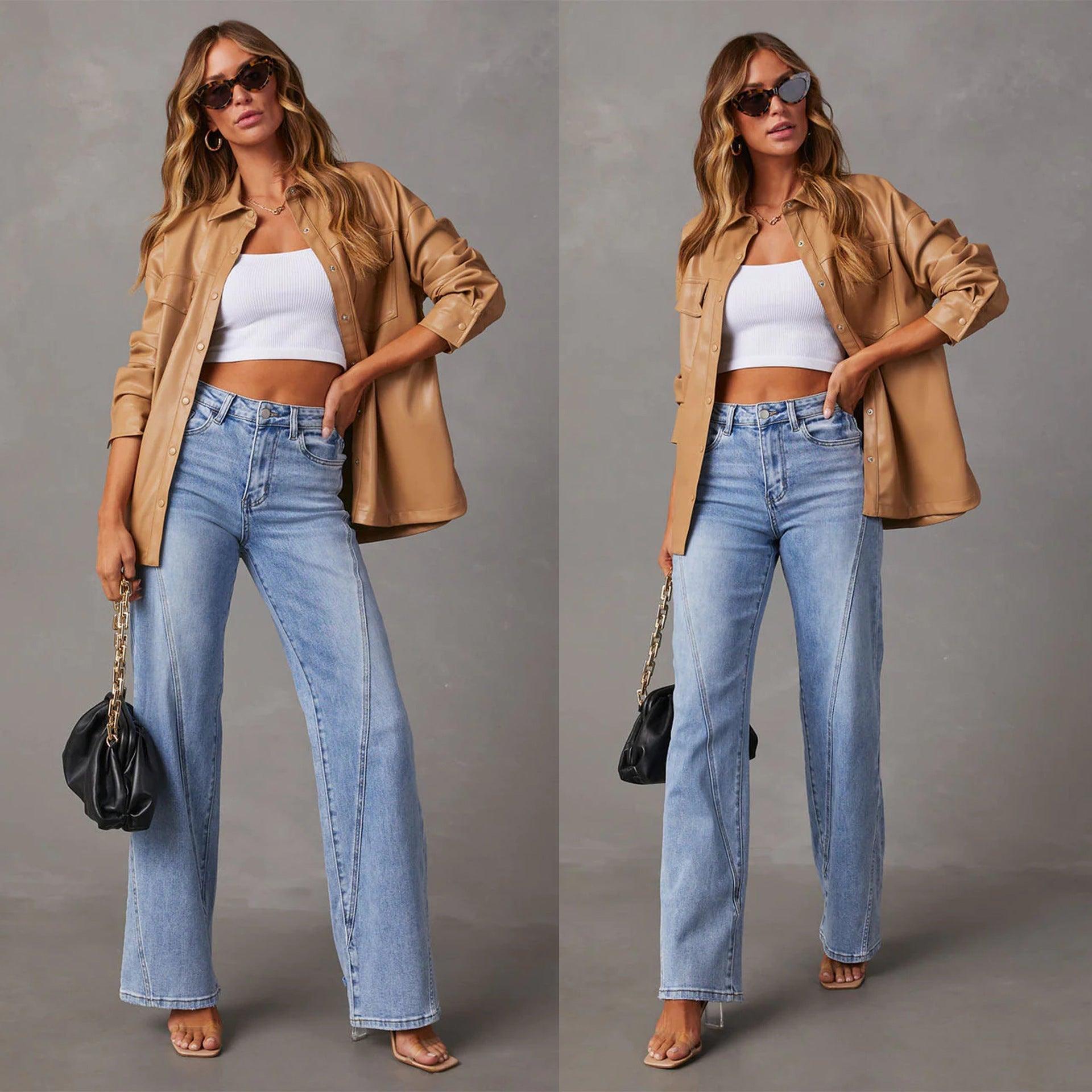 Casual Patchwork Women's Wide Leg Jeans - HEPSIBAH SHOP