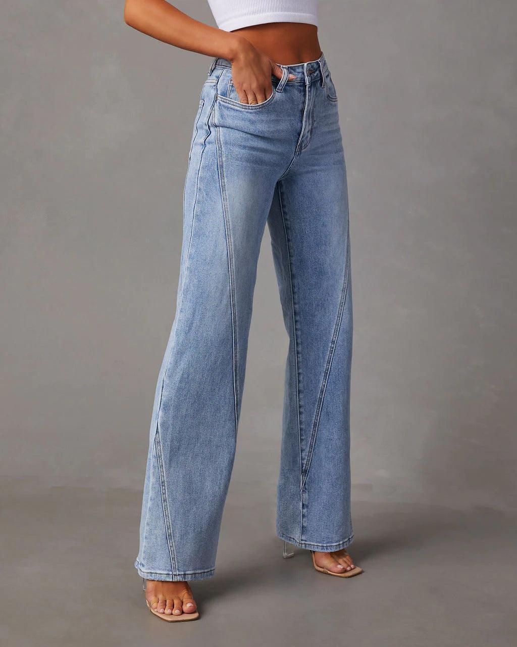 Casual Patchwork Women's Wide Leg Jeans - HEPSIBAH SHOP