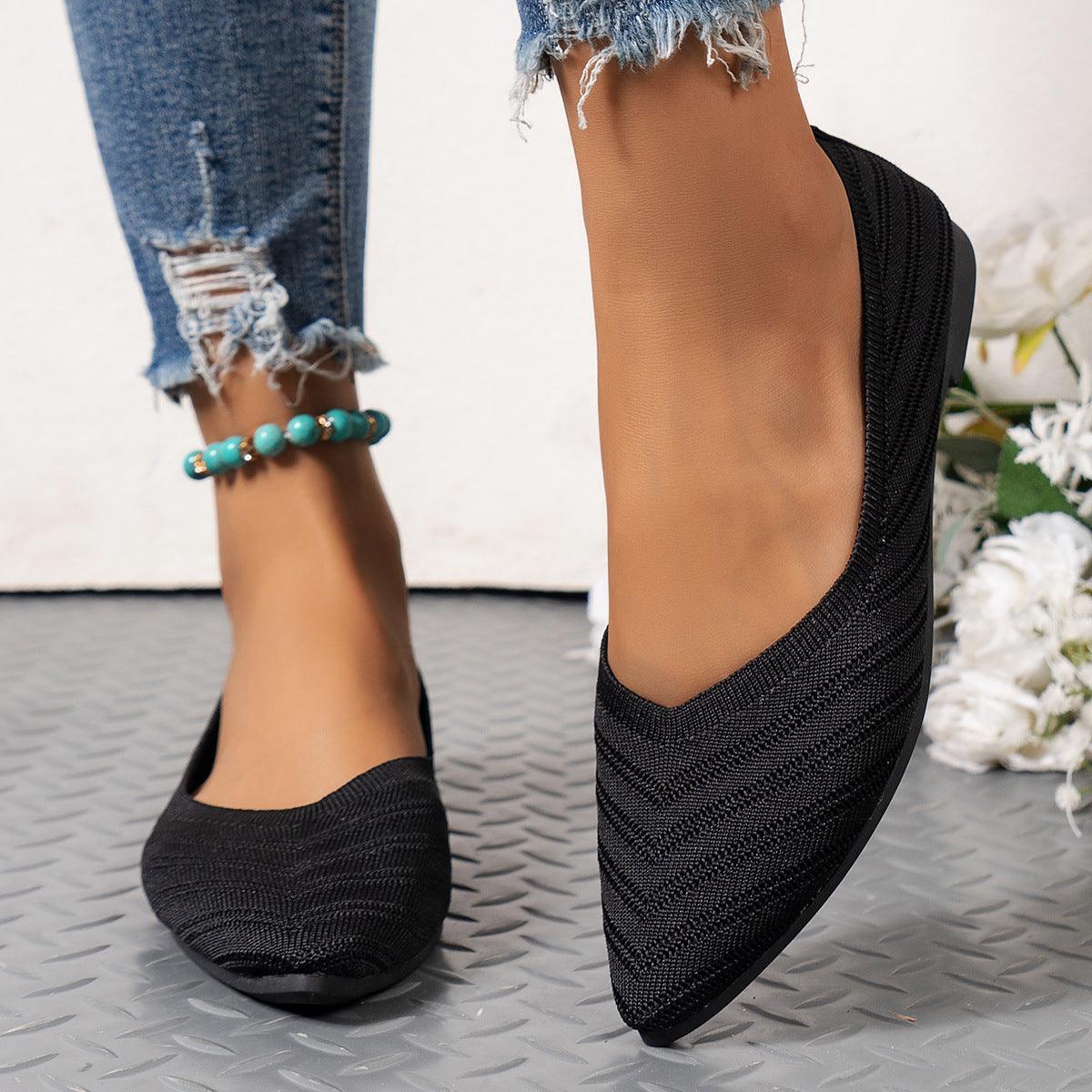 Pointed Toe Low-cut Shoes Women's Breathable Flat Bottom - HEPSIBAH SHOP