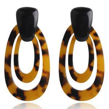 Leopard earrings acrylic acetate plate - HEPSIBAH SHOP