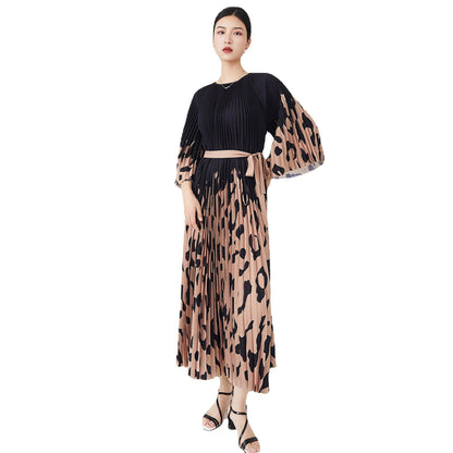 Women's Fashion Leopard Print Pleated Skirt - HEPSIBAH SHOP