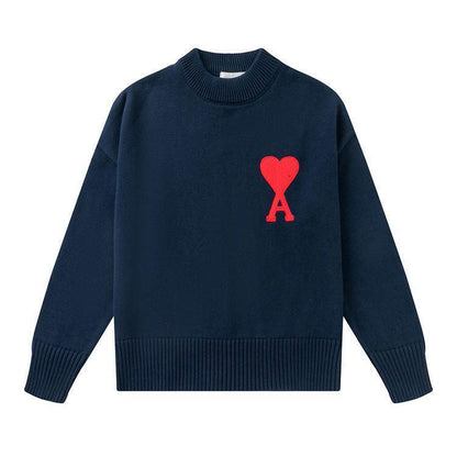 Heart Letter Embroidered Crew Neck Pullover Sweater - HEPSIBAH SHOP