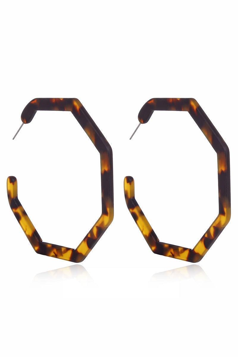 Leopard Earrings acrylic circle geometric Earrings - HEPSIBAH SHOP