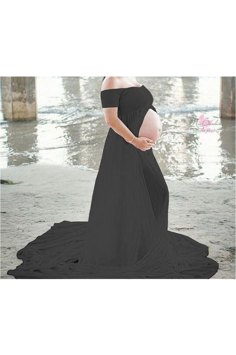 Elegant Maternity Gown Split Front Photography Dress - HEPSIBAH SHOP