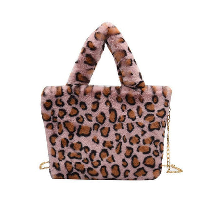 Plush leopard shoulder bag - HEPSIBAH SHOP