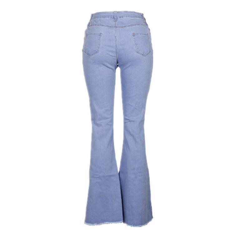 Vintage shredded solid color flared jeans - HEPSIBAH SHOP