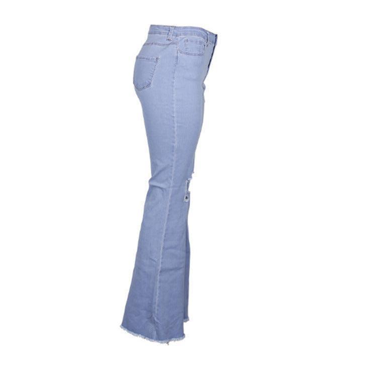 Vintage shredded solid color flared jeans - HEPSIBAH SHOP