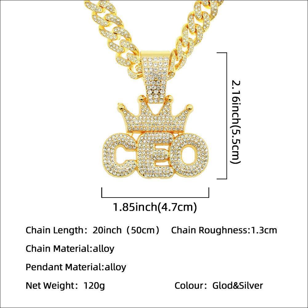 European Hip Hop Full Diamond Pendant Cuban Necklace - HEPSIBAH SHOP