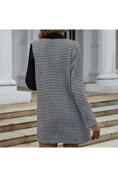 Women's Black And White Plaid Suit Jacket Women - HEPSIBAH SHOP