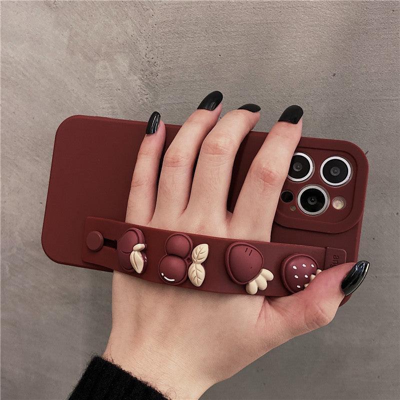 Wristband Burgundy Strawberry Silicone Phone Case - HEPSIBAH SHOP