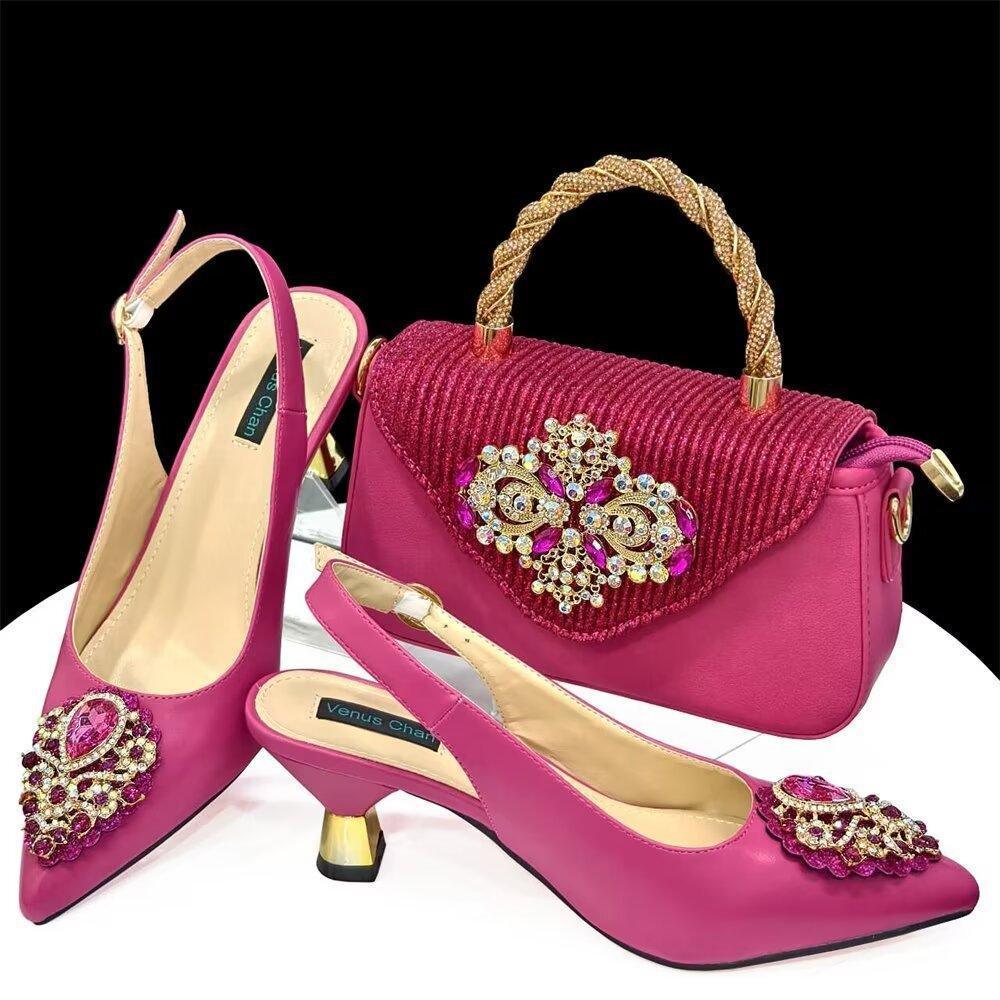 Casual French Style Small Square Pointed Toe Slingback High Heels Women's Shoes And Bags Suit - HEPSIBAH SHOP