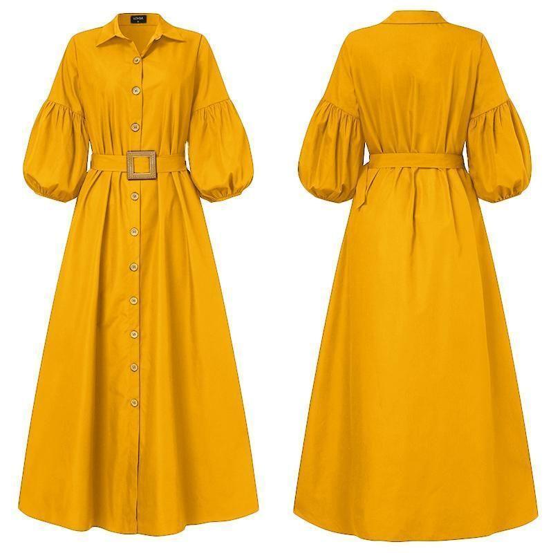 Elegant Office Ladies Dress Women Long Dresses Ladys Puff Sleeve - HEPSIBAH SHOP