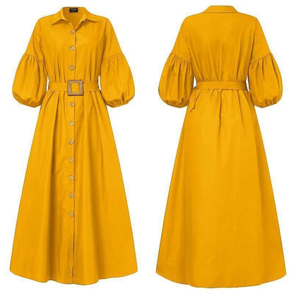 Elegant Office Ladies Dress Women Long Dresses Ladys Puff Sleeve - HEPSIBAH SHOP