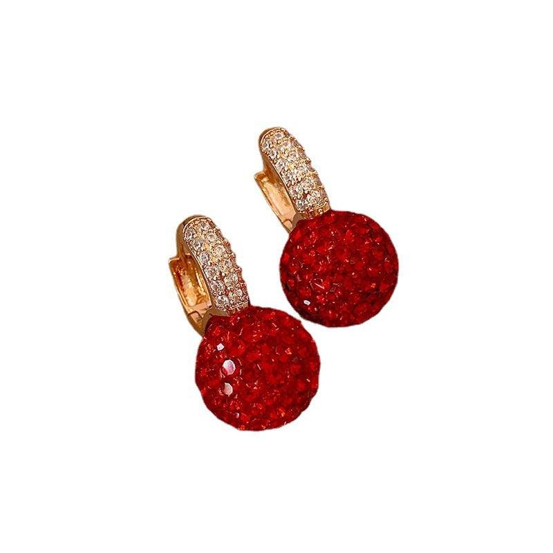 Red Earrings Fashion Stud Earrings Korean Temperament Birth Year Earrings