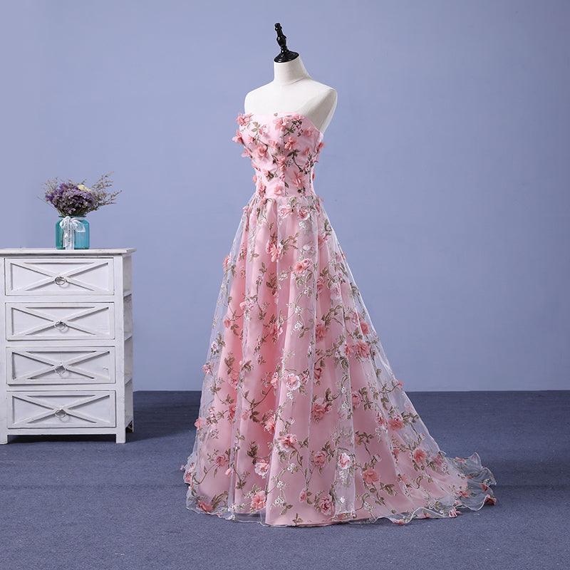 Women's Floral Lace Strapless Gown - HEPSIBAH SHOP