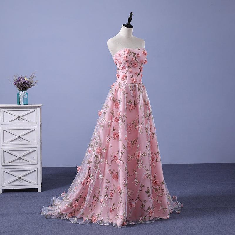 Women's Floral Lace Strapless Gown - HEPSIBAH SHOP