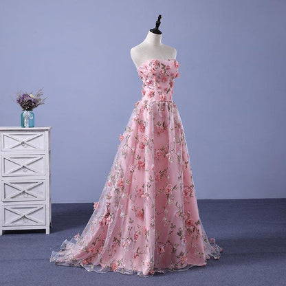 Women's Floral Lace Strapless Gown - HEPSIBAH SHOP