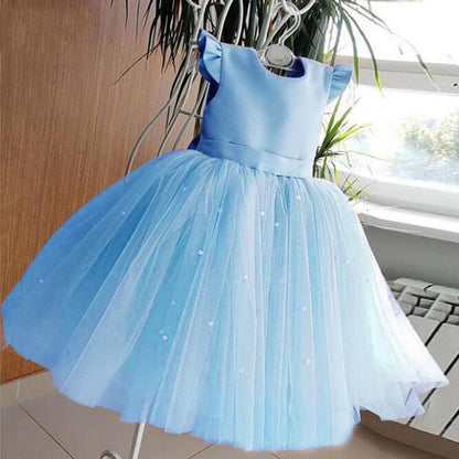 Girl's Gown Mesh Backless Bow Umbrella Princess Dress - HEPSIBAH SHOP