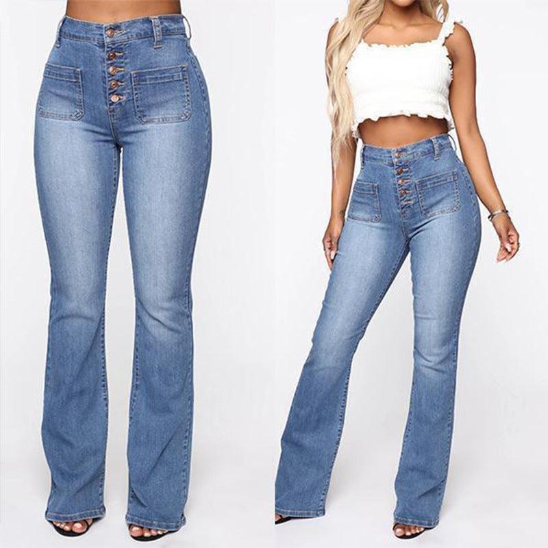 Plus Size Ladies High Waist Denim Trousers - HEPSIBAH SHOP