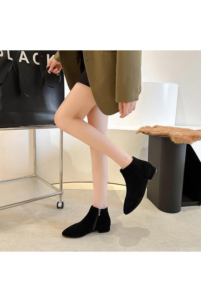 Women's Boots British Style Chunky Heel Casual Short Tube - HEPSIBAH SHOP